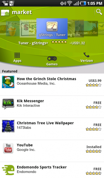 Capture d'écran de Android Market